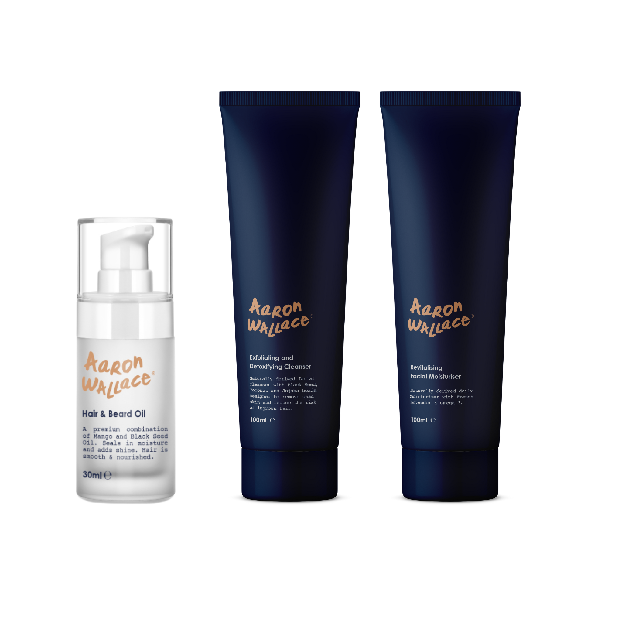 Grooming Trifecta bundle — exfoliator, moisturiser and beard oil